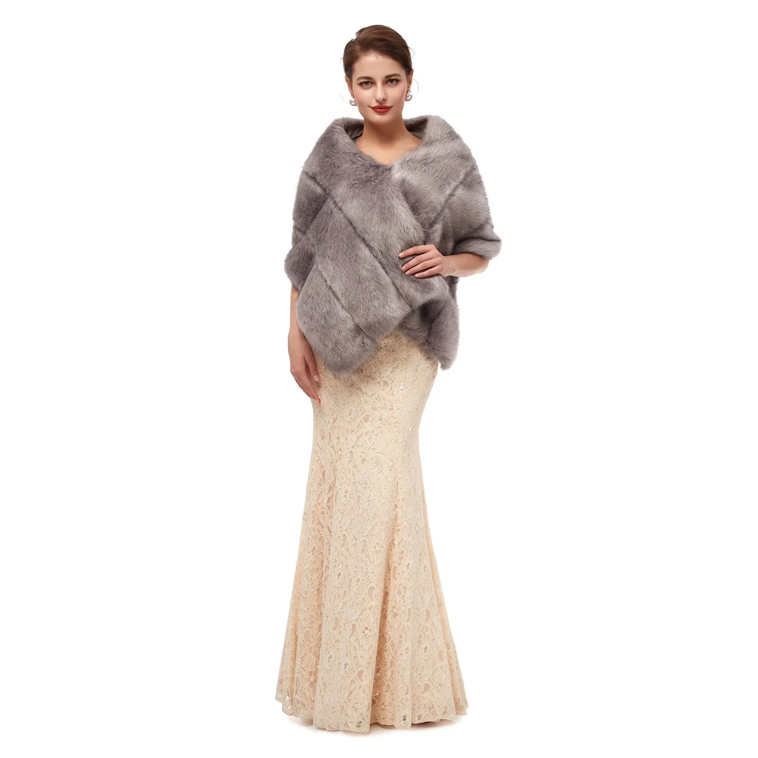 

Winter Multi Color Cape 2019 Faux Fur Wrap Wedding Cape Coat Fake Fox Fur Bridal Shawl Long Shawl for Women Brides Bridesmaid