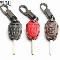 wfmj leather for toyota camry se le sequoia avalon corolla rav4 venza remote 4 buttons key case holder cover fob chain
