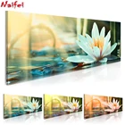 Алмазная 5D картина сделай сам, полноразмерная вышивка, квадратные белые цветы, водные растения, цветок, натуральное настенное искусство, лучший размер 60 х180 см