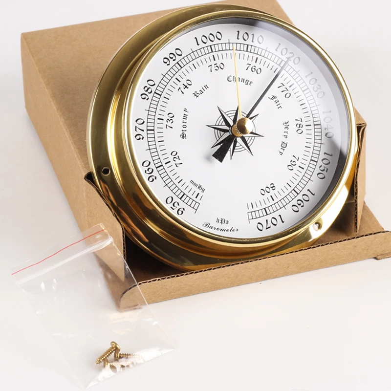 Новинка 1 шт. латунный чехол метеостанция барометр гигрометр часы и Tid 115 мм 6