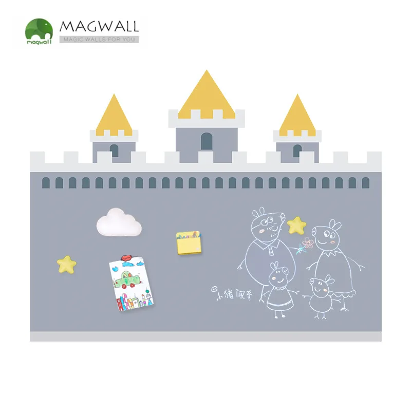 Magnetic double-layer UV printed Castle shape children wallpaper colodul dust free writing board