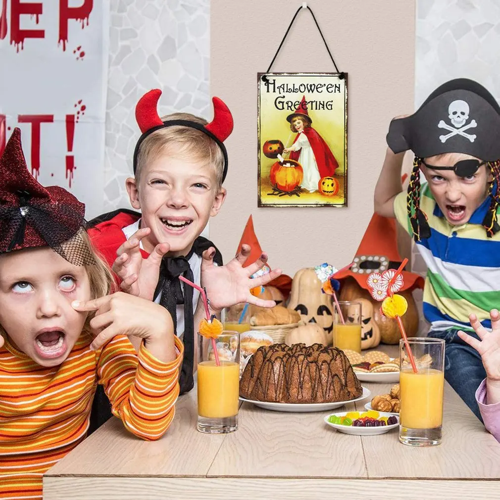 Новинка Хэллоуин маленькая девочка деревянные украшения настенные подвески