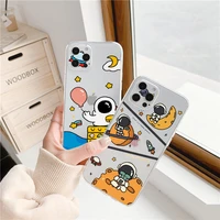 cute cartoon astronaut star space clear phone case for iphone xs max xr x 13 12 11 pro max 8 7 plus se 2020 transparent cover