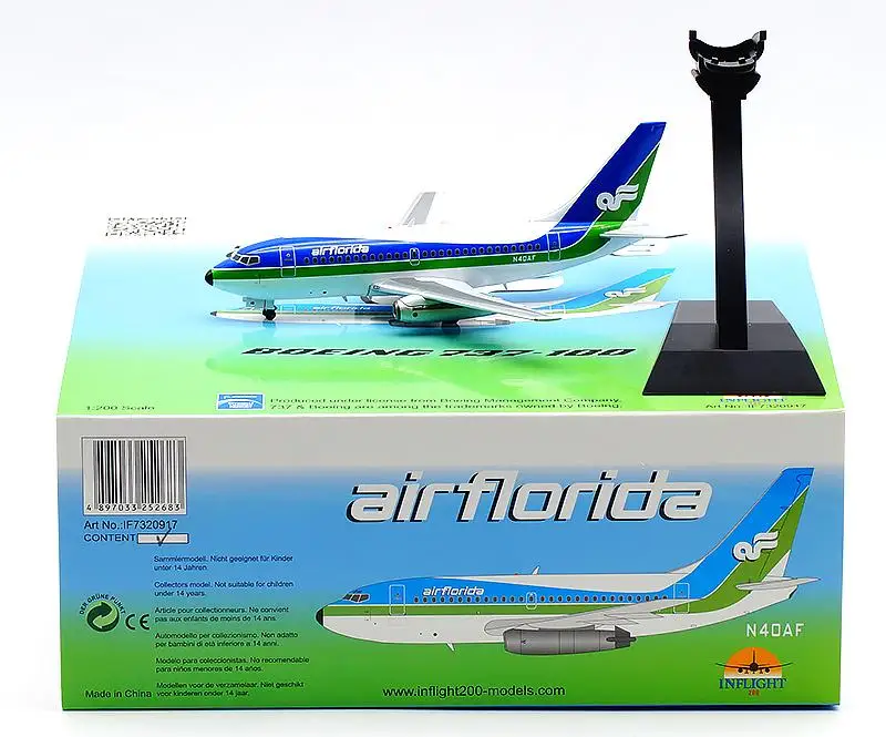 Inflight Air Florida BOEING 737 N40AF 1/200 литье под давлением модель самолета |