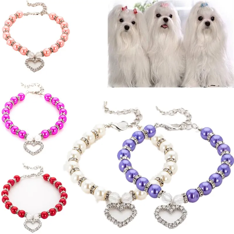 

Fashion Rhinestone Cat Collar Dog Collar Pearl Necklace Cat Dog Jewelry Cat Accessories Luxury Pet Collar for Kittens Puppies