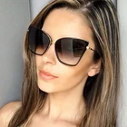 Солнцезащитные очки в стиле ретро женские, металлический аксессуар кошачий глаз, оверсайз, пикантные Роскошные градиентные винтажные солнечные очки черного цвета