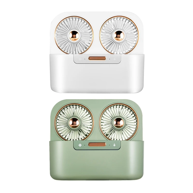 

Double Head Spray Humidification Water Spray Mist Fan Electric USB Rechargeable Air Conditioner for Outdoor