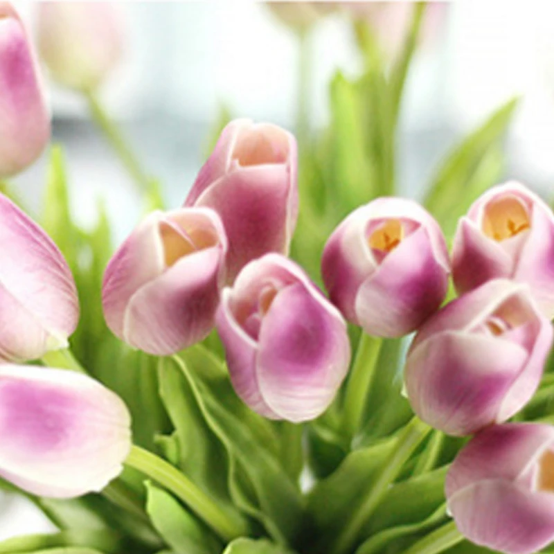 30pcs Party Accessories High Quality Plastic Real Touch Artificial Flowers Tulips for Decoration Valentine's Day Do Dropshipping | Дом и
