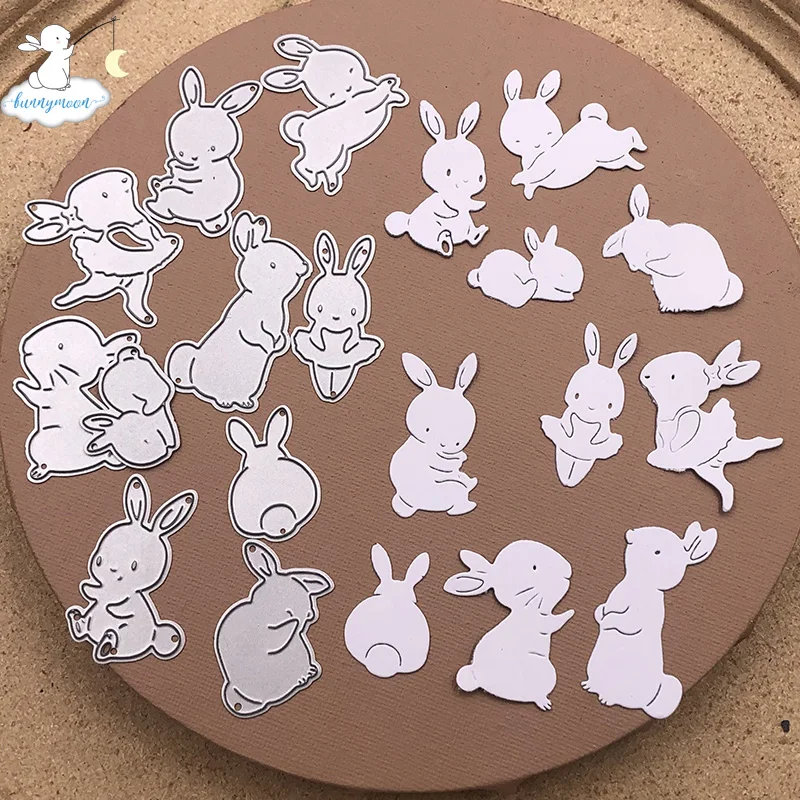 Металлические трафареты с милыми кроликами Bunnymoon для сделай сам штампы