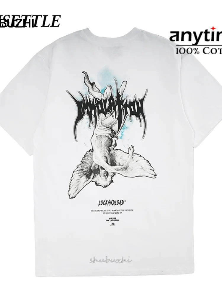 Футболка мужская с графическим принтом хлопковая тенниска в стиле Харадзюку