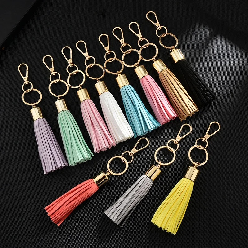 

New PU Leather Tassel with Lobster Swivel Keychain for Women Handbag Phone Car Key Jewelry Accessories Girls Jewelry Gifts
