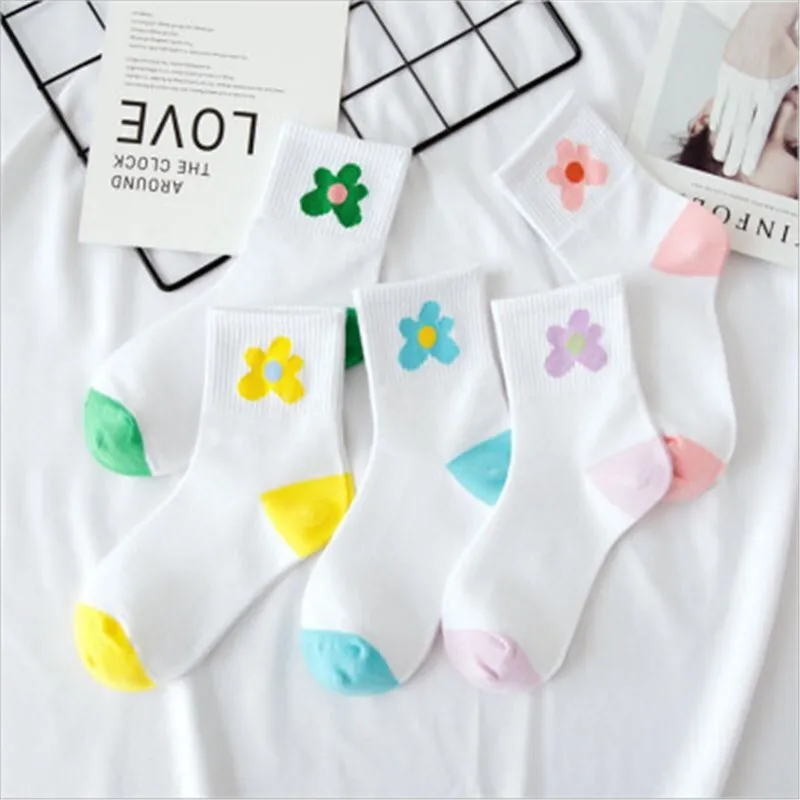 5 пар забавных милых японских школьниц хлопковые свободные полосатые носки