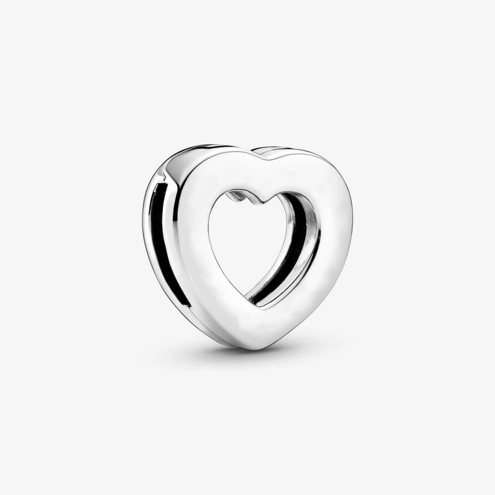 

2021 Spring new 100% 925 Sterling Silver Beads Heart Clip Charm fit Original Pandora Reflexions Bracelets Women DIY Jewelry