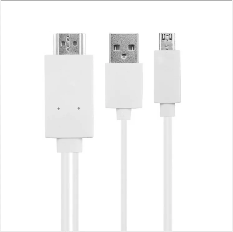 Белый 2 м MHL Micro USB к HDMI 1080P телевизионный HD кабель адаптер для универсальных телефонов Android - Цвет: Белый