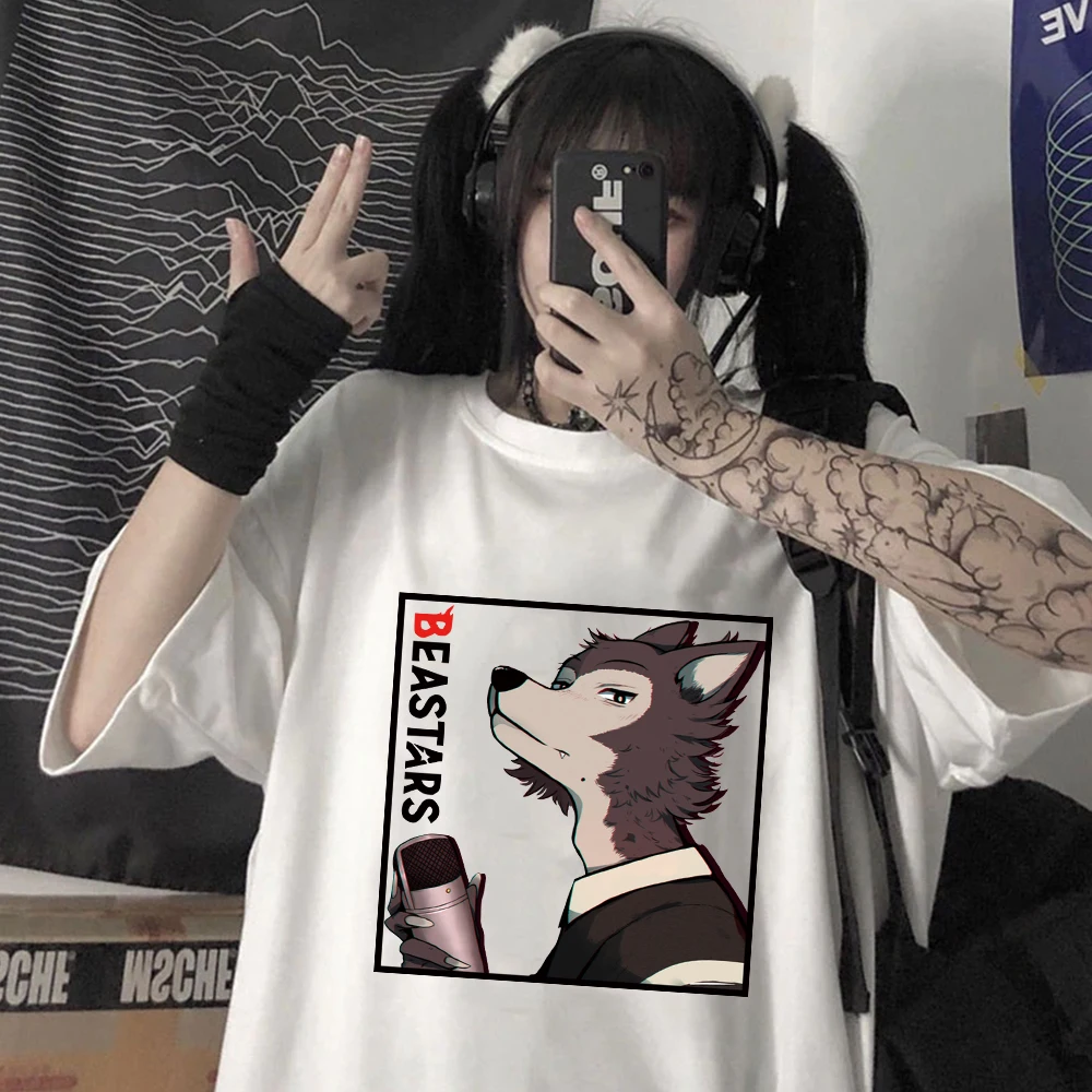 

Футболка женская оверсайз с коротким рукавом, смешной топ в стиле аниме, с рисунком легоши, в стиле Харадзюку