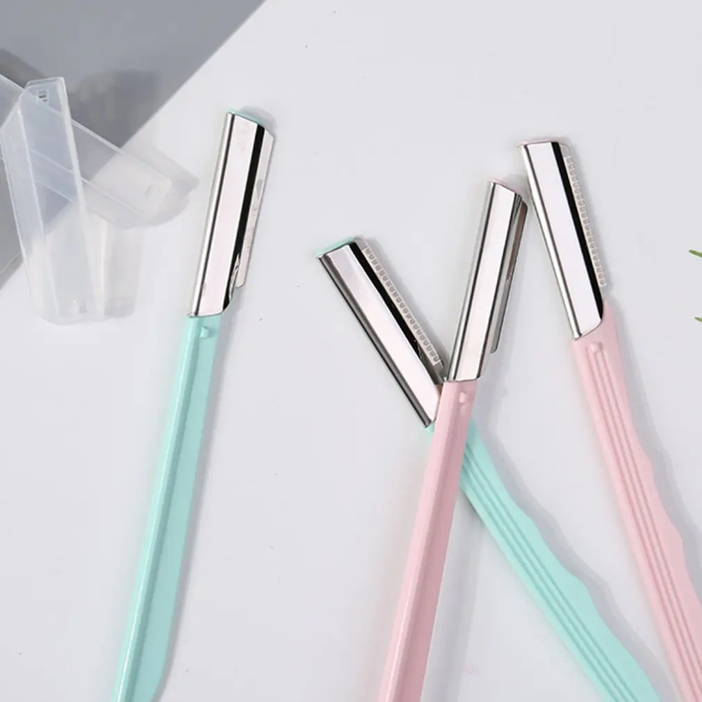 Pull Портативный бровей формовочный нож Нержавеющая сталь выскабливание Ножи