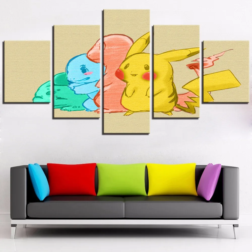 

5 Pieces Cartoon Canvas Posters Magical Monsters Painting Turtle Dragon Wallpapers Cute Animation Pictures Home Kids Room Decor