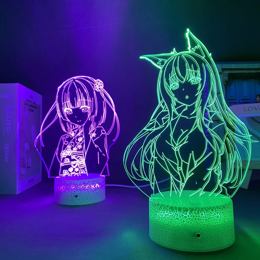 

Anime Led Night Light Nekopara for Kawaii Bedroom Decor Gift Nightlight Manga Waifu Table 3d Lamp Nekopara