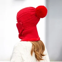 stylish plush balls fine workmanship one piece warm winter scarf face cover hat scarf beanie hat knitted scarf cap