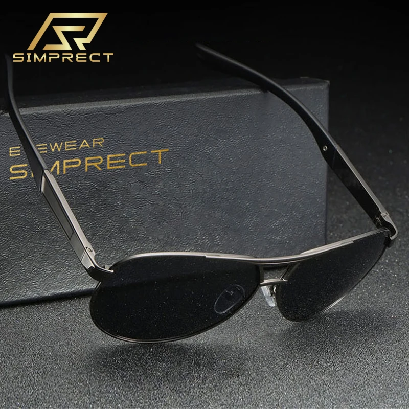 

SIMPRECT Pilot Polarized Sunglasses For Men 2022 Luxury Brand Designer Retro Vintage Mirror UV400 Driving Anti-glare Sun Glasses