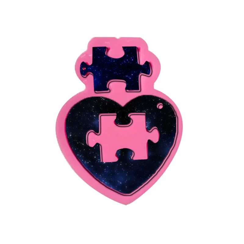 

87HC Autistic Love Puzzle Resin Casting Mold Heart Puzzle Pendant Keychain Silicone Mold Jigsaw Puzzle Epoxy Resin DIY Tools