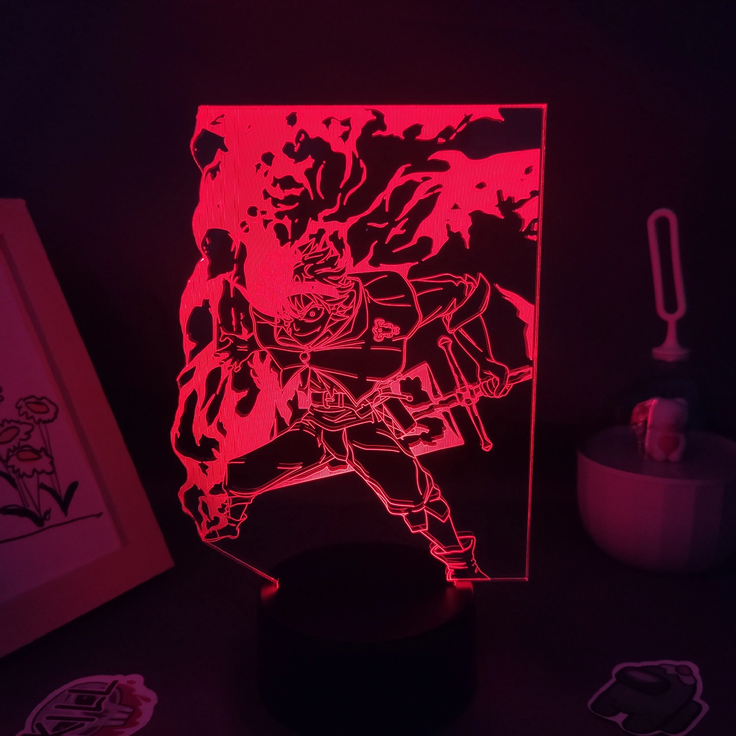 

Аниме-фигурка манга в виде черного клевера, Аста, 3D Светодиодная Лавовая Лампа, RGB неоновая лампа с аккумулятором, сенсорные ночники, украшен...