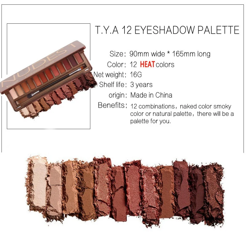 12 nude color heart Smoky eyeshadow Palette Balm Glitter pigment matte Brow Cosmetic Makeup Set |