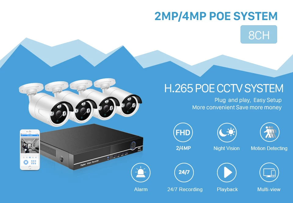 Besder 8CH POE камера безопасности комплект H.265 POE ip-камера 4MP ИК наружная Водонепроницаемая домашняя CCTV видеонаблюдение NVR комплект P2