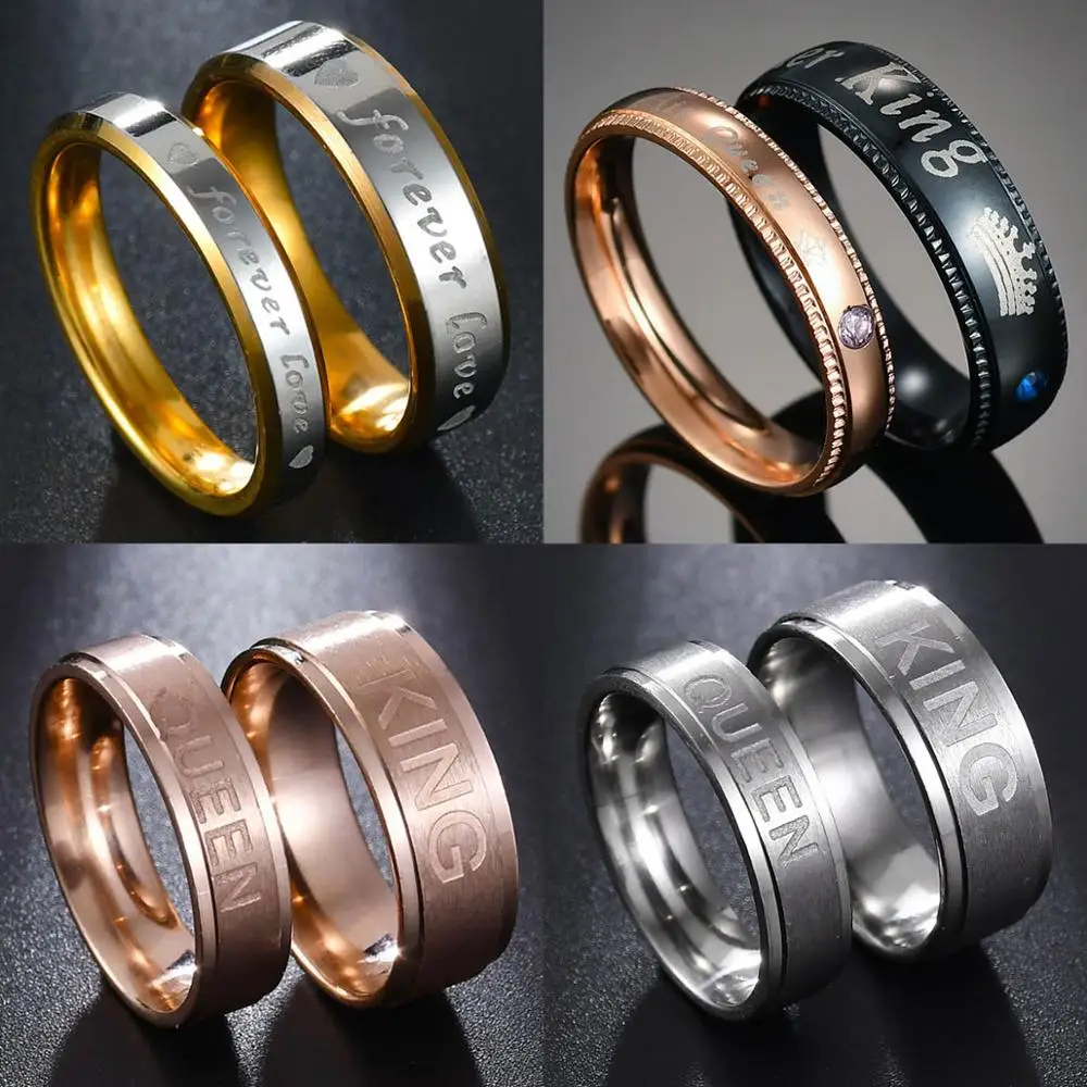 

MeMolissa Never fade engagement gold plated forever Love letter jewerly accessories Women & Men wedding Couple Rings