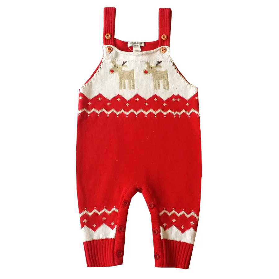 

Boys Christmas Overalls Children's Unisex Clothes Baby Rompers Newborn Autumn Sleeveless Little Girls Jumpsuits Outfits