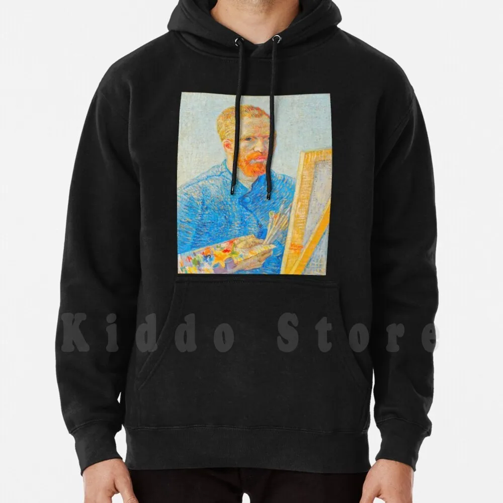 

Self-Portrait As A Painter By Vincent Van Gogh ( Digitally Enhanced ) Hoodies Long Sleeve Van Gogh Vincent Self