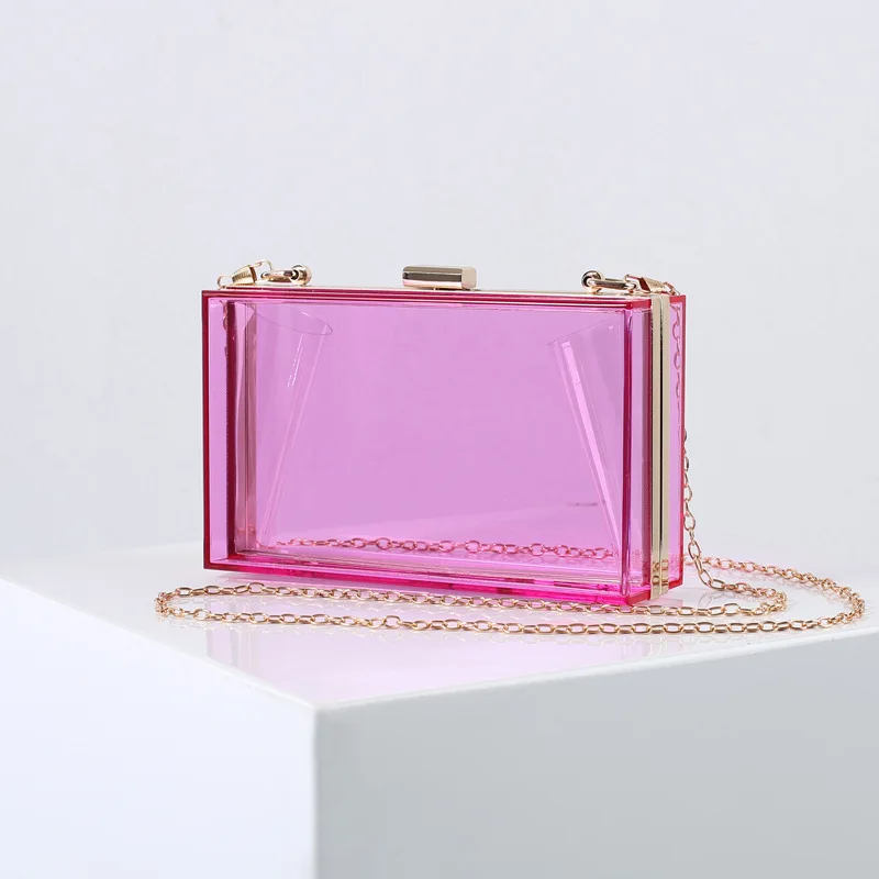 

2021 New Acrylic Transparent Women Clutch Bag Chain Luxury Brand Women Messenger Bag Evening Bag Handbag Chain Shoulder Bag