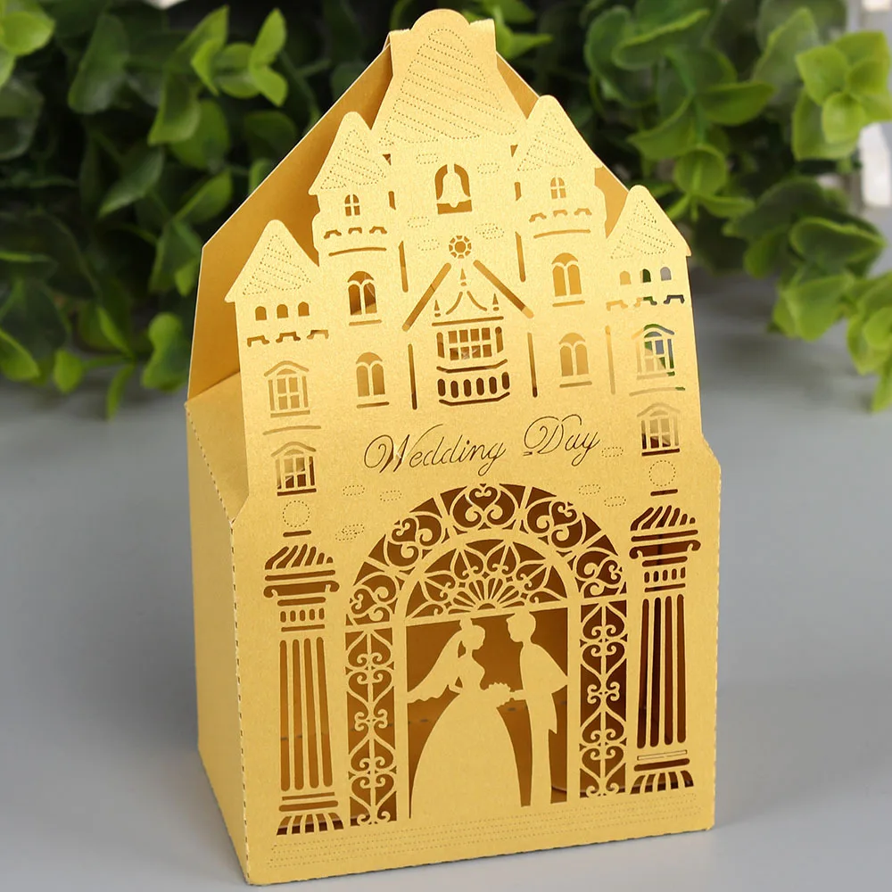 50 шт яркие желтые коробки конфет для шоколада и сладостей полый лазерный разрез