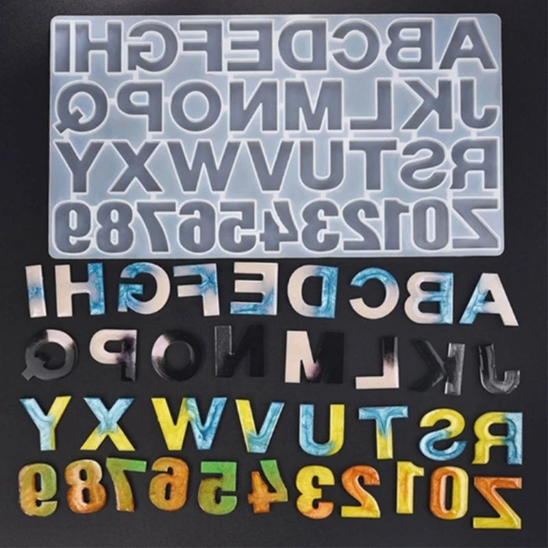 

Crystal Epoxy Resin Mold Alphabet Letter Number DIY Key Pendant Silicone Mould