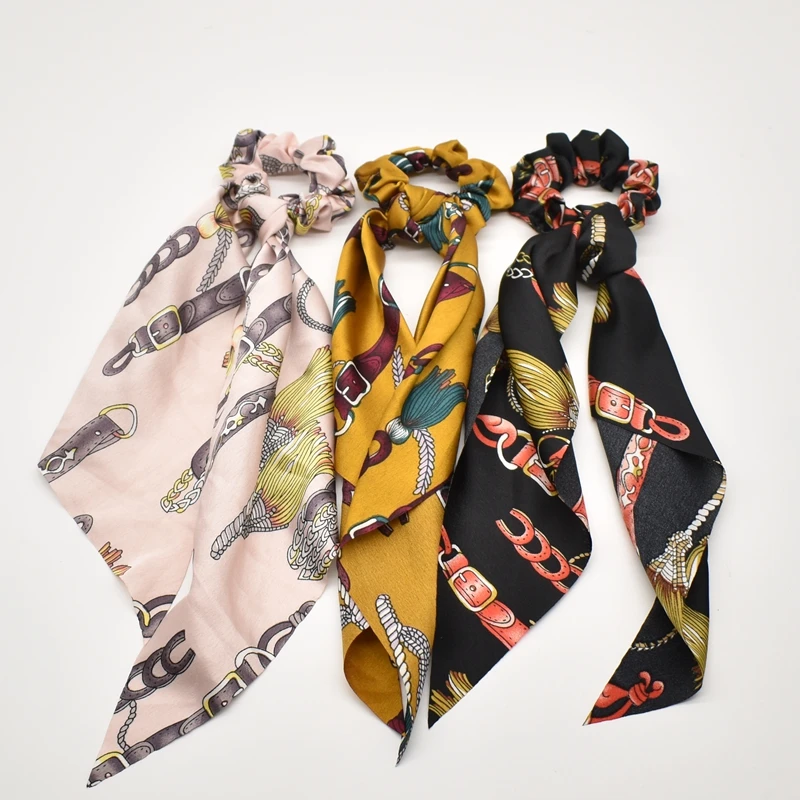 Винтажный женский бантик стример резинки шарф для волос конский хвост держатель