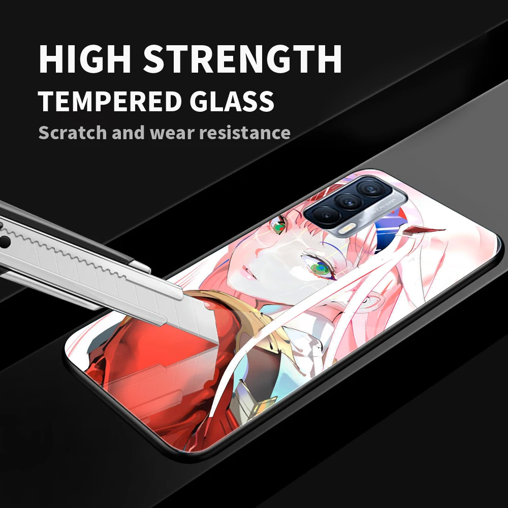 darling in the franxx anime for oppo realme 7i 7 6 5 pro c3 xt a9 2020 a52 find x2lite luxury tempered glass phone case cover free global shipping