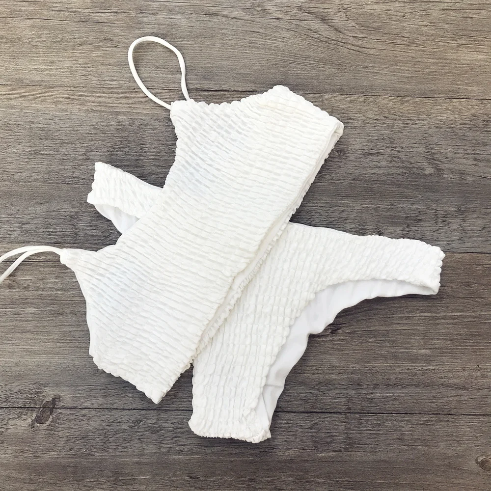 

2020 Swimsuit Sexy Pleated Triangle Bikini Swimsuit Women 2020 313 Plus Size Beach Swimwear Women High Waist Bikini Vintage