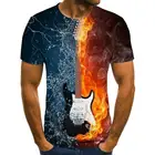 Новинка 2021, Мужская футболка для музыки, футболка с 3d гитарой, футболка с принтом в готическом стиле, повседневная одежда из аниме, футболка с коротким рукавом