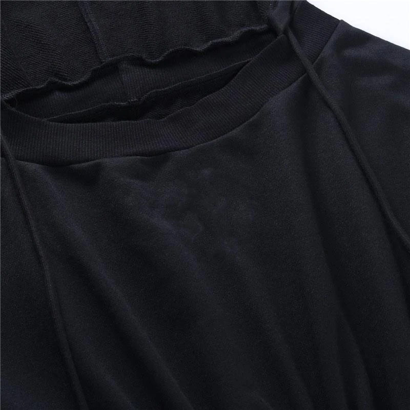 

GothGotik Gothic Sexy Black Hooded High Waist Hepburn Style Mini Dresses Party Club Dress For Women Spring Autumn Streetwear