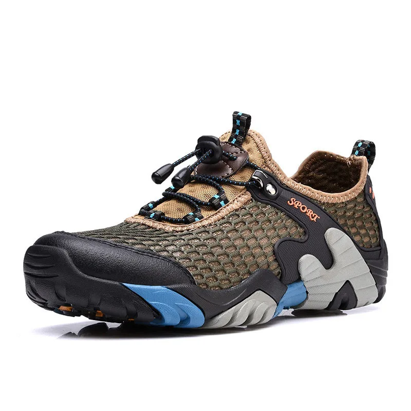 

2021 Summer Breathable Mesh Men Outdoor Hiking Mountain Antiskid Climbing Mountain Trekking Shoes Men Sneakers Gym Sports Shoes