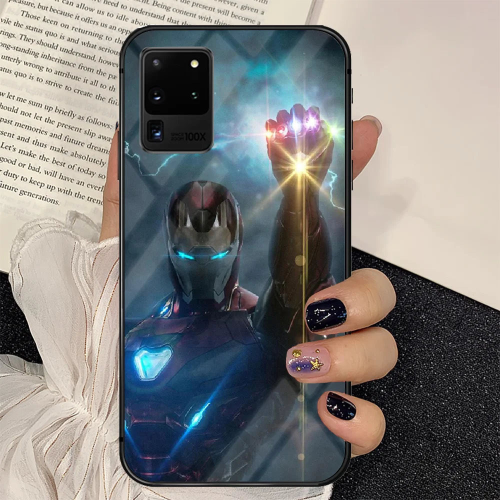 

Hero Man Iron Phone Tempered Glass Case Cover For Samsung Galaxy S Note 5 6 9 10 10E 20 21 FE Plus Uitra Funda Soft 3D Back