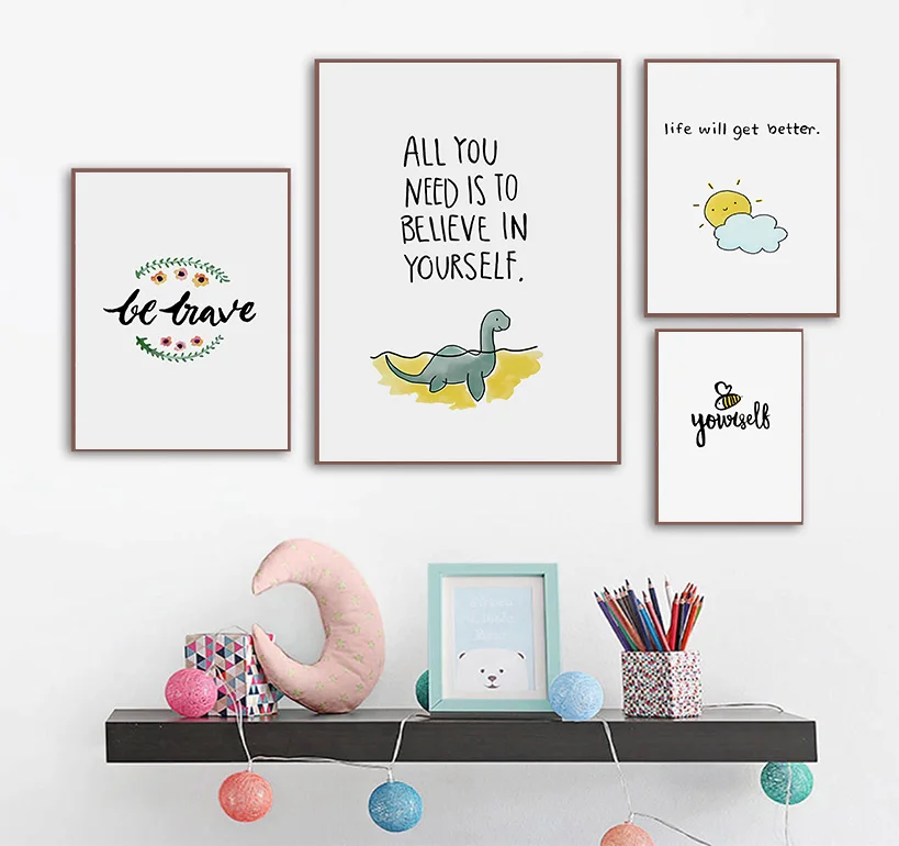 Скандинавский вдохновляющий постер настенное искусство холст живопись динозавр