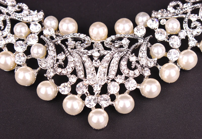 Женский Свадебный комплект из колье и серёг золотого цвета с искусственным