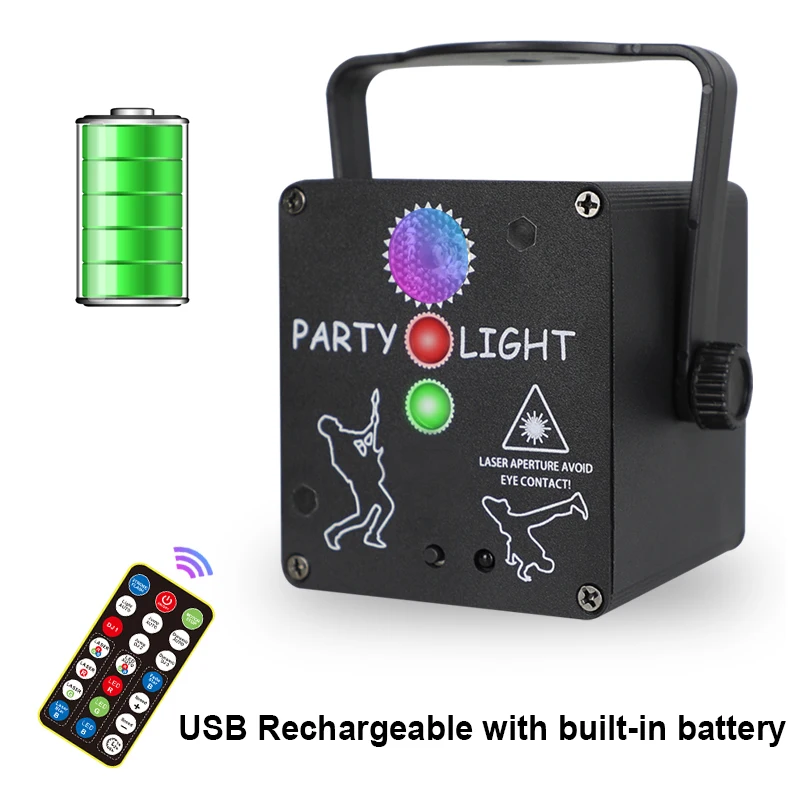 

Mini USB Rechargeable Led RGB Laser Projector Light Party DJ Disco Light sound activited stage light effect for Wedding Birthday