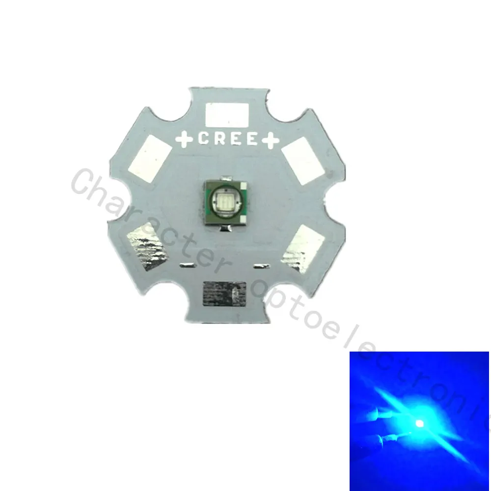 10 шт./лот Cree XPE XP-E R3 1-3 Вт светодиодный эмиттер диодный синий 460-470 нм LED с радиатором