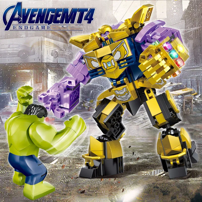 Legoinglys Marvel Мстители супер герой танос Халк Железный человек военная машина Buster