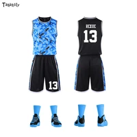 basketball youth mens jersey blank version team training uniform shirt suit customize sports sleeveless camouflage shorts sets