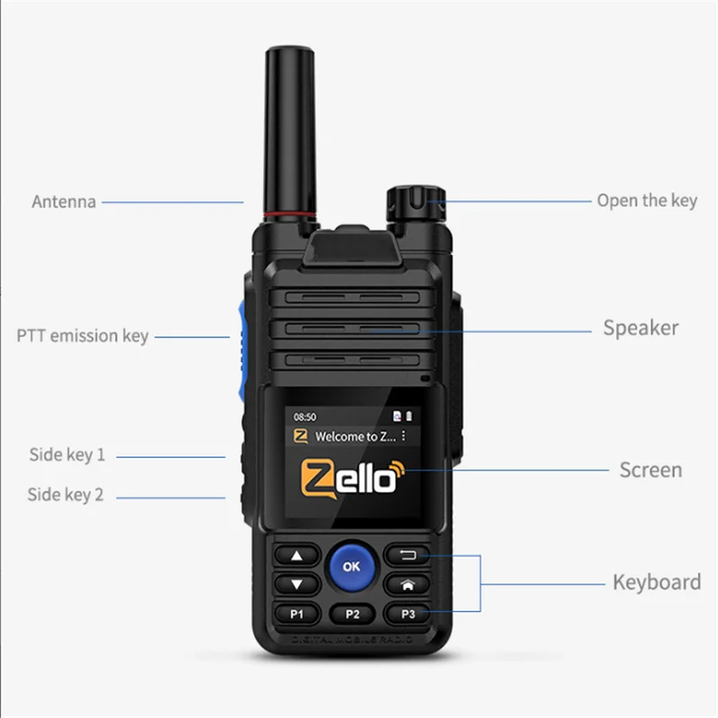 Бесплатные наушники 6800 мАч Zello радио приемопередатчик 4G CB Poc Wi-Fi GPS двухстороннее