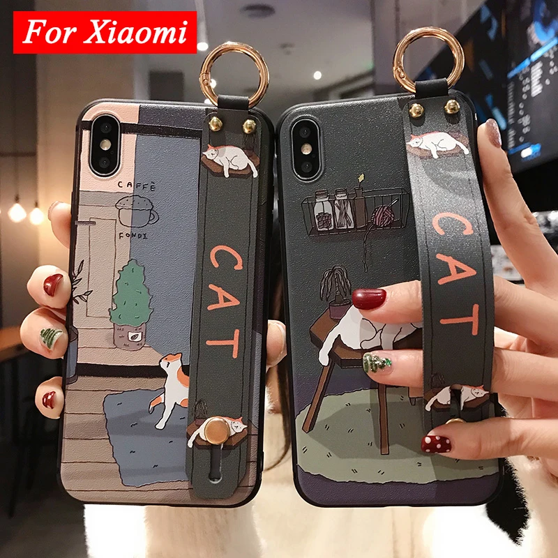 Чехол для Redmi Note 9 с мультяшным котом Кроликом динозавром браслет держатель