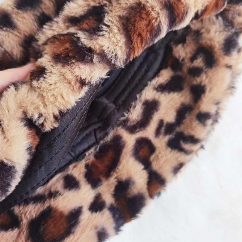 Зимняя модная Милая леопардовая Панама с медвежьими ушками для женщин плотная